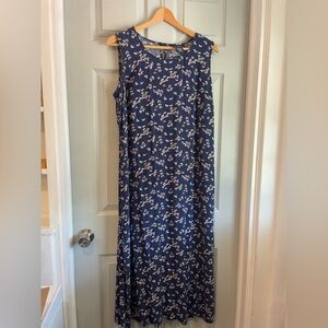 Denim & Co Womens 2X Vintage 100% Rayon Blue Floral Sleeveless Maxi Sheath Dress